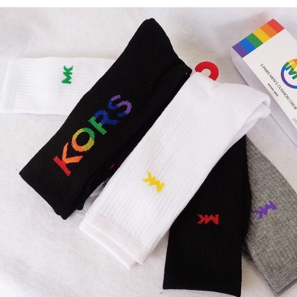Michael Kors Pride Crew Sock Multi- 5PK Rainbow 🌈 NWT Unisex One Size - Picture 2 of 8